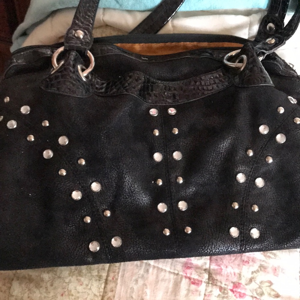Kathy Van Zeeland black suade pocketbook .